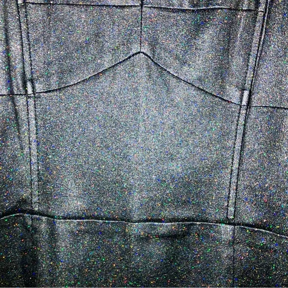 SOLD Collectif Black Glitter Maxi Prom Dress - Leather Look Mermaid Gown XS - Picture 3 of 16